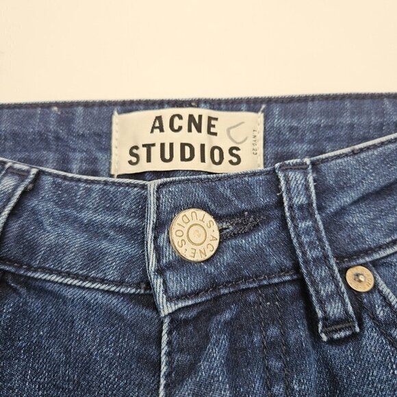 Acne Studios Needle Relax Skinny Jeans Dark Wash Women's 27 High Waisted Stretch - Picture 3 of 8